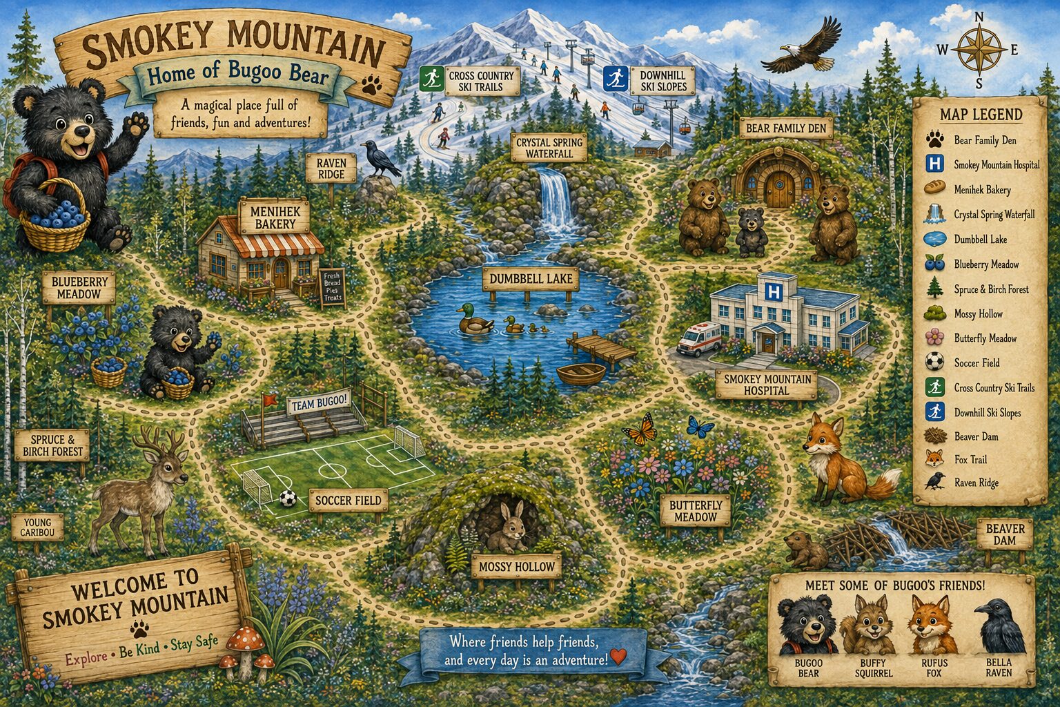 Illustrated map of Smokey Mountain