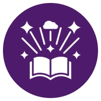 Open book with stars and cloud
