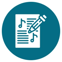 Music composition icon with pencil